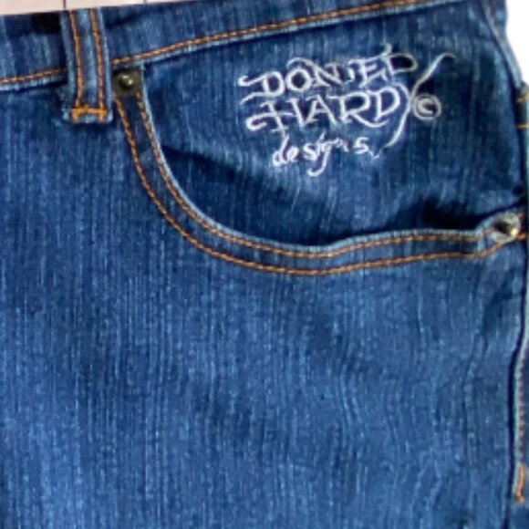 Ed Hardy Blue Boot Cut Jeans with Colorful Embroidery - Picture 6 of 15